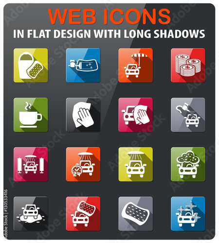 car wash service icon set