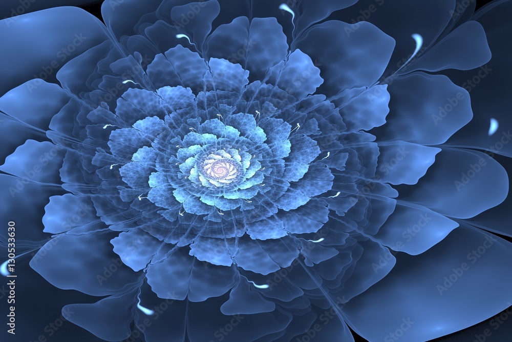 Blue Fractal flower spiral Blue Fractal flower spiral