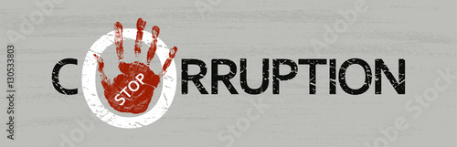 Stop corruption. Vector flat illustration. Stamp with text stop corruption inside.