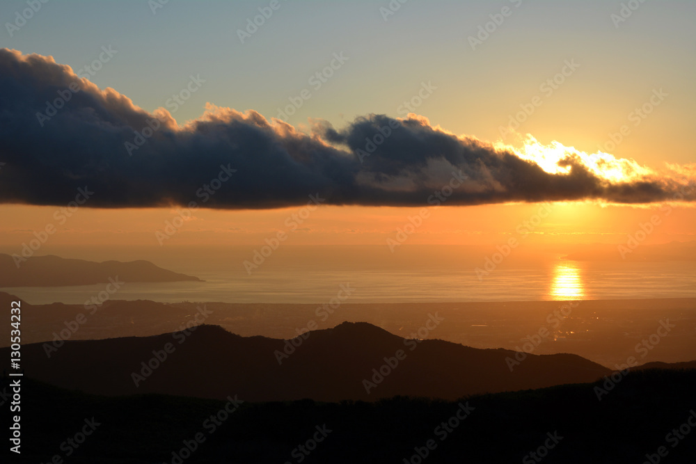 Sunset  view from Mount Fuji. 