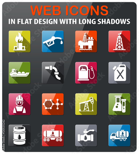 extraction of oil icon set