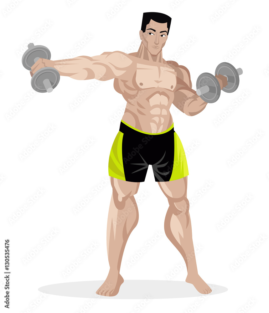 bodybuilder with dumbbells