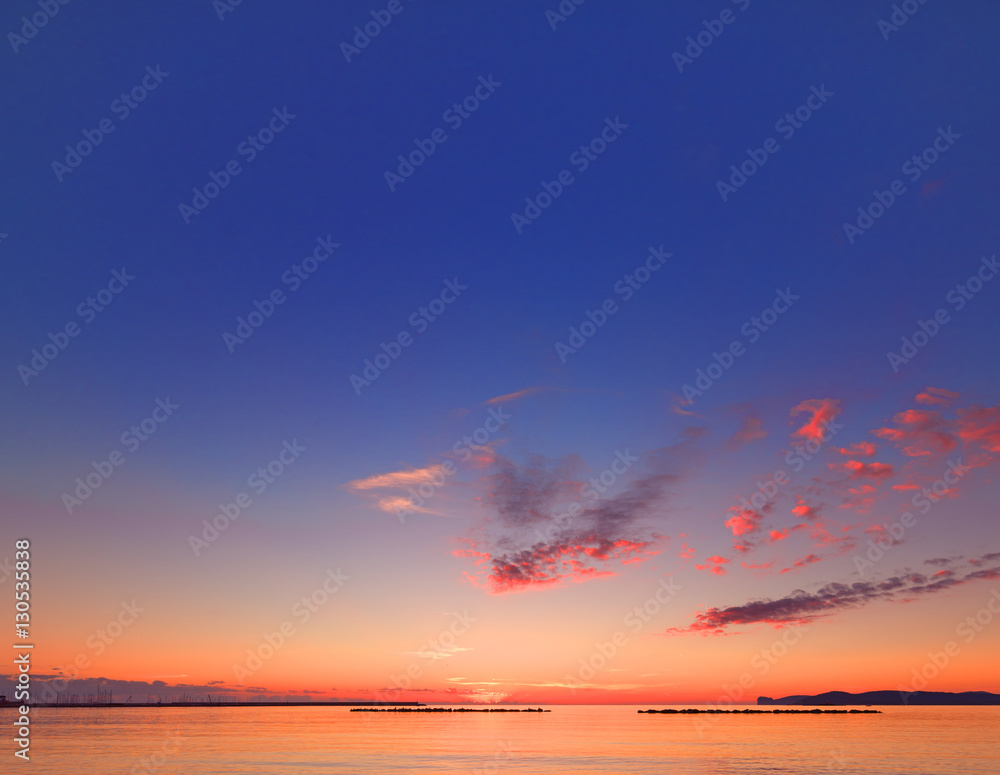 Naklejka premium Capo Caccia at sunset