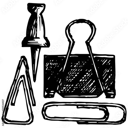 Metal thumb tack and paper clip