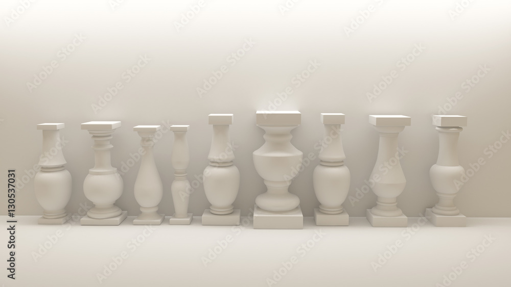 White background with  balustrade