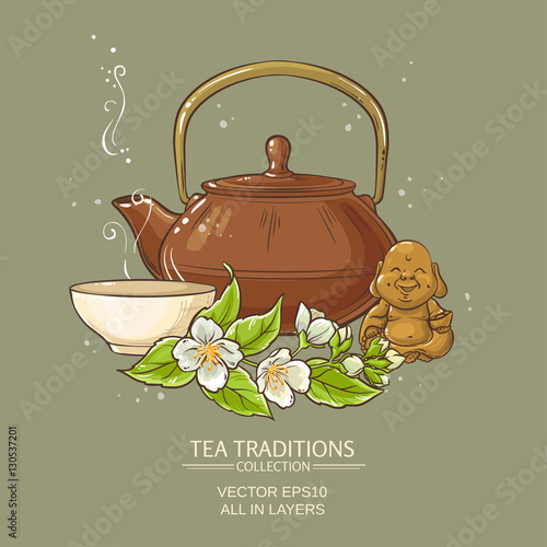 jasmine tea vector illustration