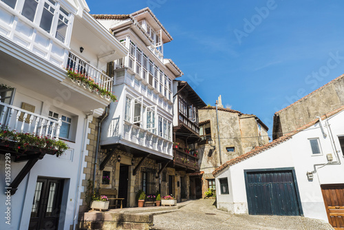 Street of the medieval village of Comillas in Spain
