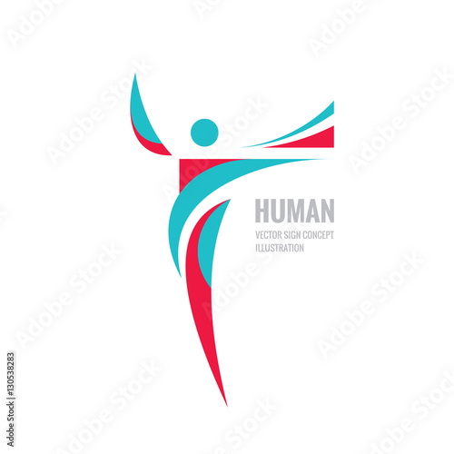 Human character - vector logo template concept illustration for sport club, fitness hall, health center, music festival etc. Abstract shapes. Design element.