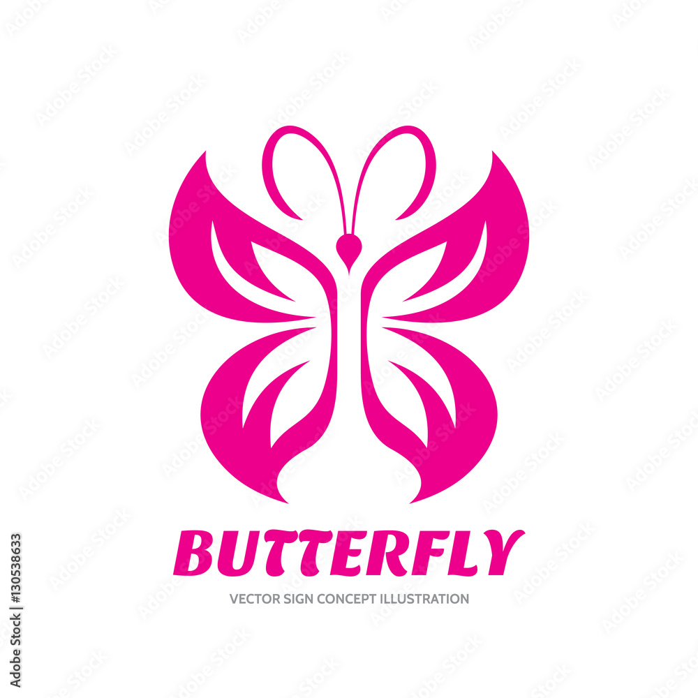 Butterfly vector sign - logo template concept illustration in graphic style design. Decorative art. Butterfly vector sign - logo template concept illustration in graphic style design. Decorative art.