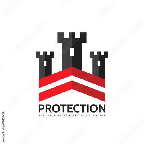 Protection - vector logo template concept illustration. Abstract tower of castle sign. Design element.