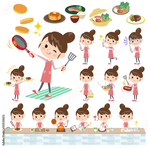 Ballet Bun hair Apron mom cooking