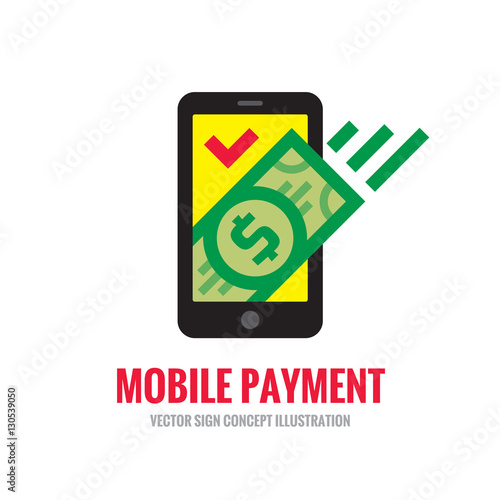 Mobile phone payment icon in flat style. Digital money dollar - vector logo template illustration. Smartphone currency - creative sign. Design element.