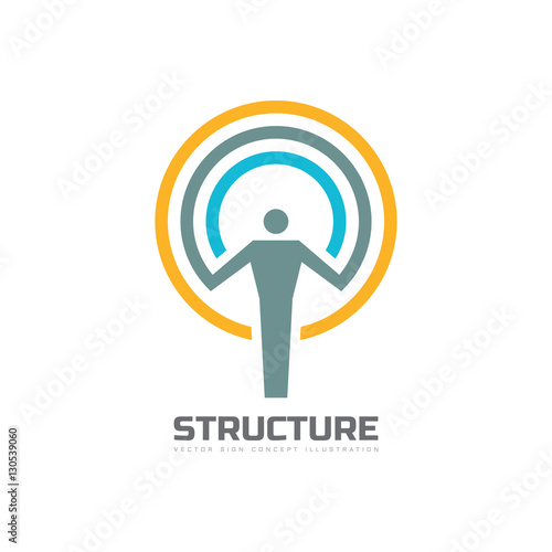 Structure - vector logo template concept illustration. Human character abstract sign and circles. People icon. Man figure symbol. Design element.