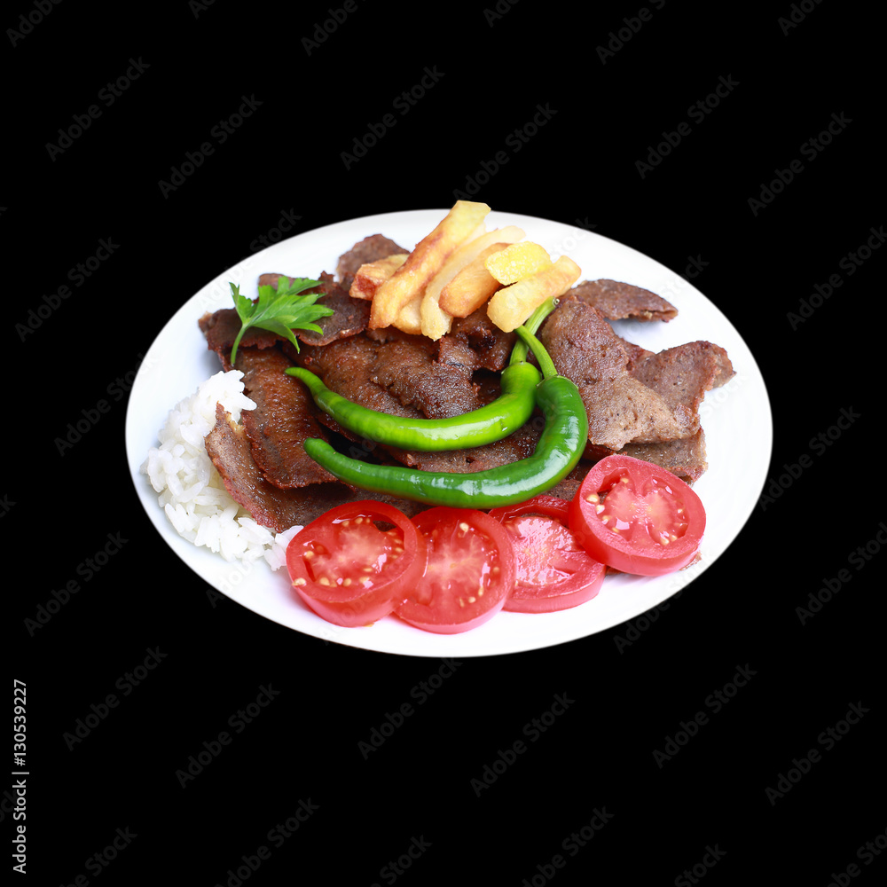 Doner kebab on the plate