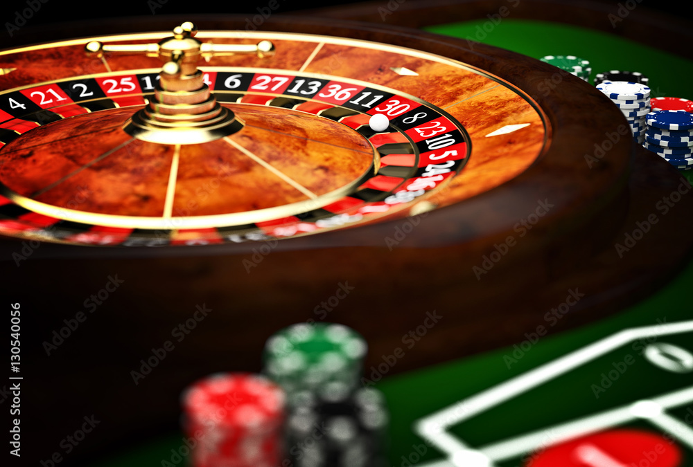 3d image of a game table with roulette, chips, dice, nobody around, fun and gambling. concept of risk and luck. 3d image of a game table with roulette, chips, dice, nobody around, fun and gambling. concept of risk and luck.