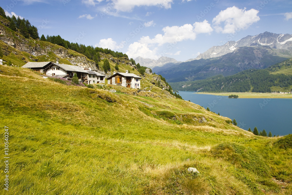 Walking around Sils Lake on Engadine Valley (Switzerland - Europe)