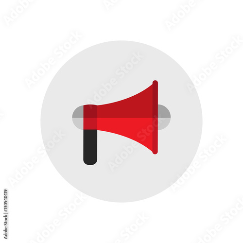 Megaphone icon. Round icon. Single silhouette fire equipment icon. Vector illustration. Flat style.