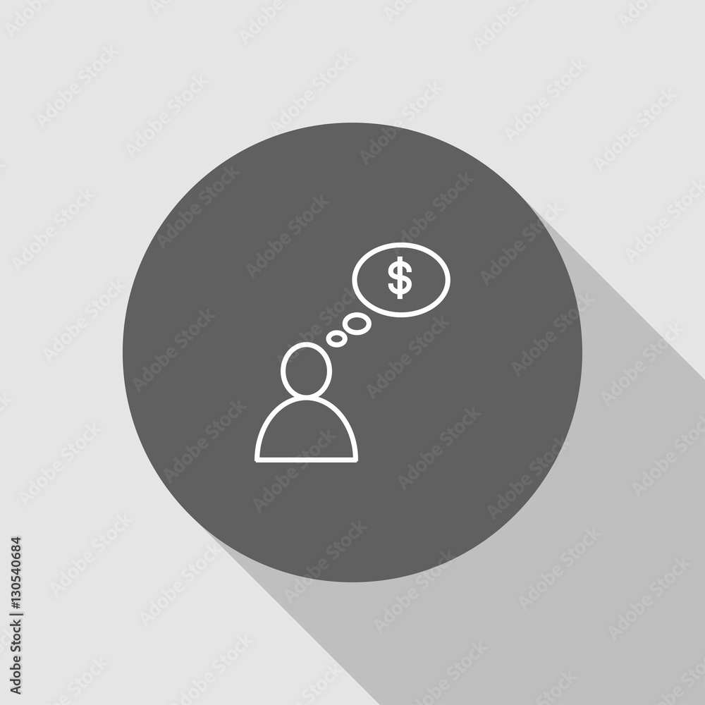 man thinking about money outline icon illustration man thinking about money outline icon illustration