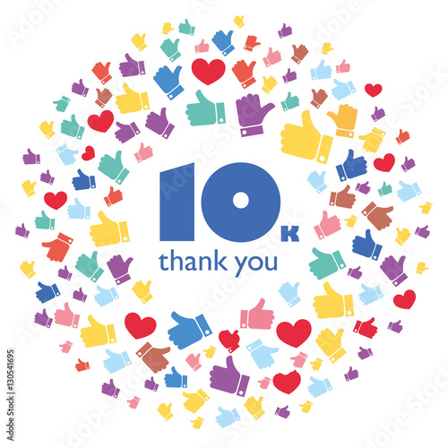 Vector pattern of colored likes 10K subscribers