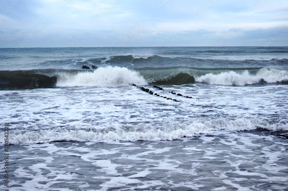 Sea waves. Cloudy weather. Baltic sea. Clouds in the sky. Sea waves. Cloudy weather. Baltic sea. Clouds in the sky.