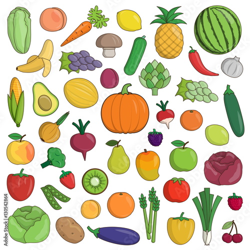 XXL collection of vegetable and fruit icons