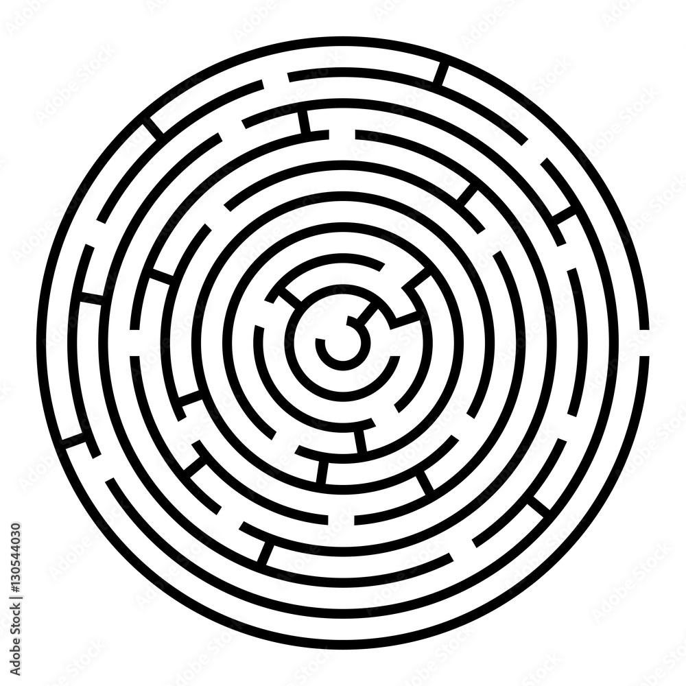 Black and white round maze vector template Black and white round maze vector template