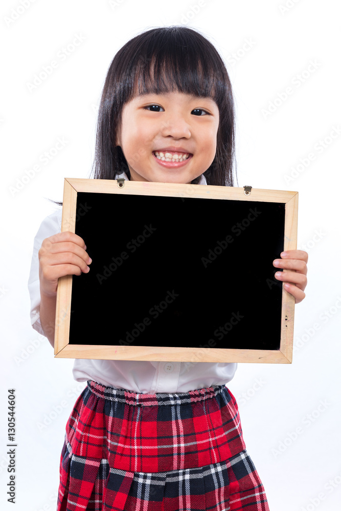 Happy Asian Chinese little girl holding blackboard Happy Asian Chinese little girl holding blackboard