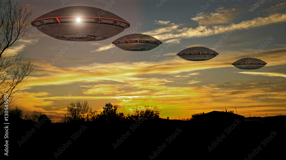 Obraz premium 3d render. Unidentified flying object. Futuristic spaceship