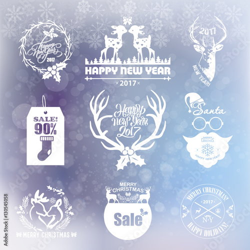 Collection of vintage retro labels, stamps and badges. Vector Il