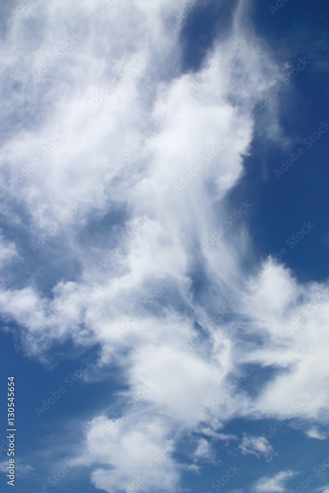 Beautiful white clouds with blue sky background