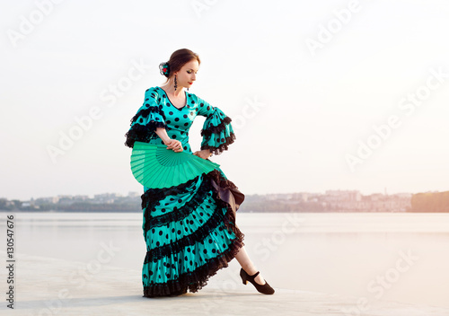 Woman traditional Spanish Flamenco dancer