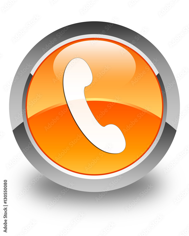 Phone icon glossy orange round button 3 Phone icon glossy orange round button 3