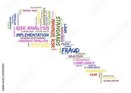 risk analysis word cloud shaped as a key