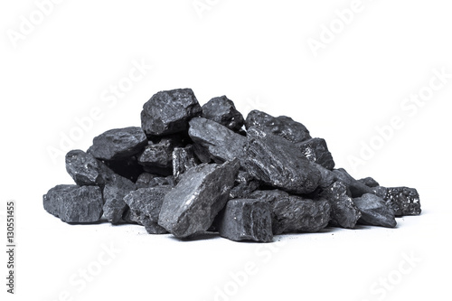 Natural wood charcoal Isolated on white
