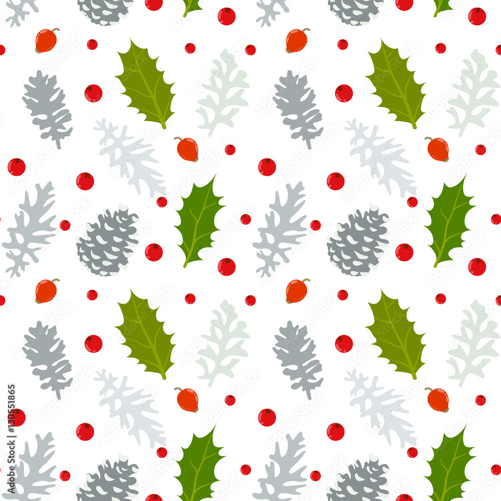 Christmas seamless pattern with holly berry Christmas seamless pattern with holly berry