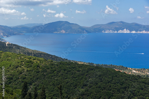 Fototapeta Naklejka Na Ścianę i Meble -  Panorama of Assos village and beautiful sea bay, Kefalonia, Ionian islands, Greece