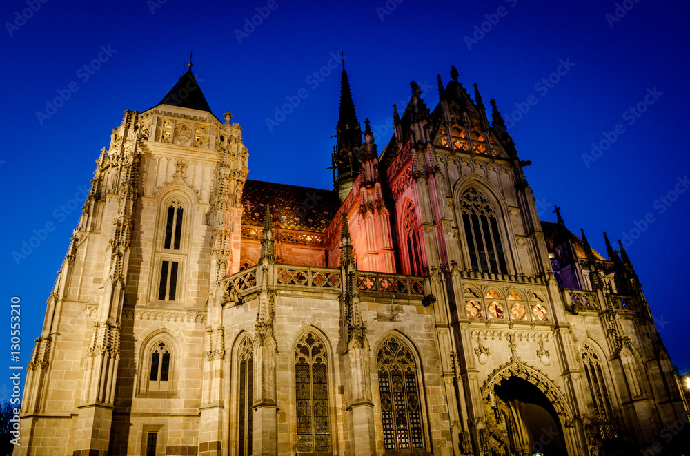 Fototapeta premium St. Elisabeth Cathedral at night Kosice, Slovakia, Europe