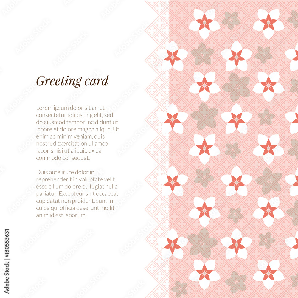 Greeting card, wedding invitation or menu template with flower Greeting card, wedding invitation or menu template with flower