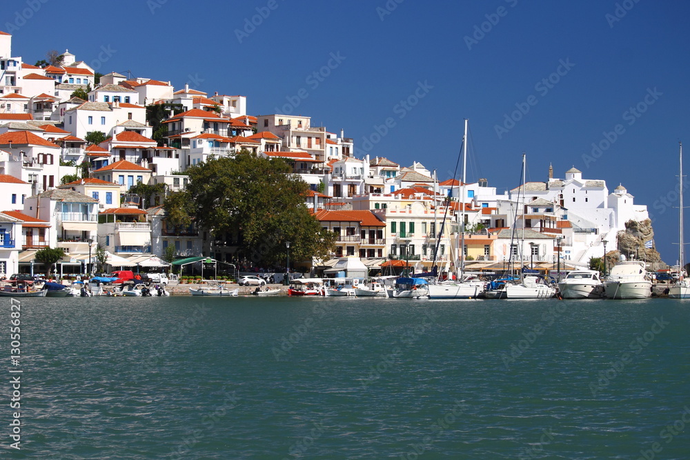 Skopelos town, Skopelos island, Sporades island, Greek island, Thessaly, Aegean Sea, Greece 