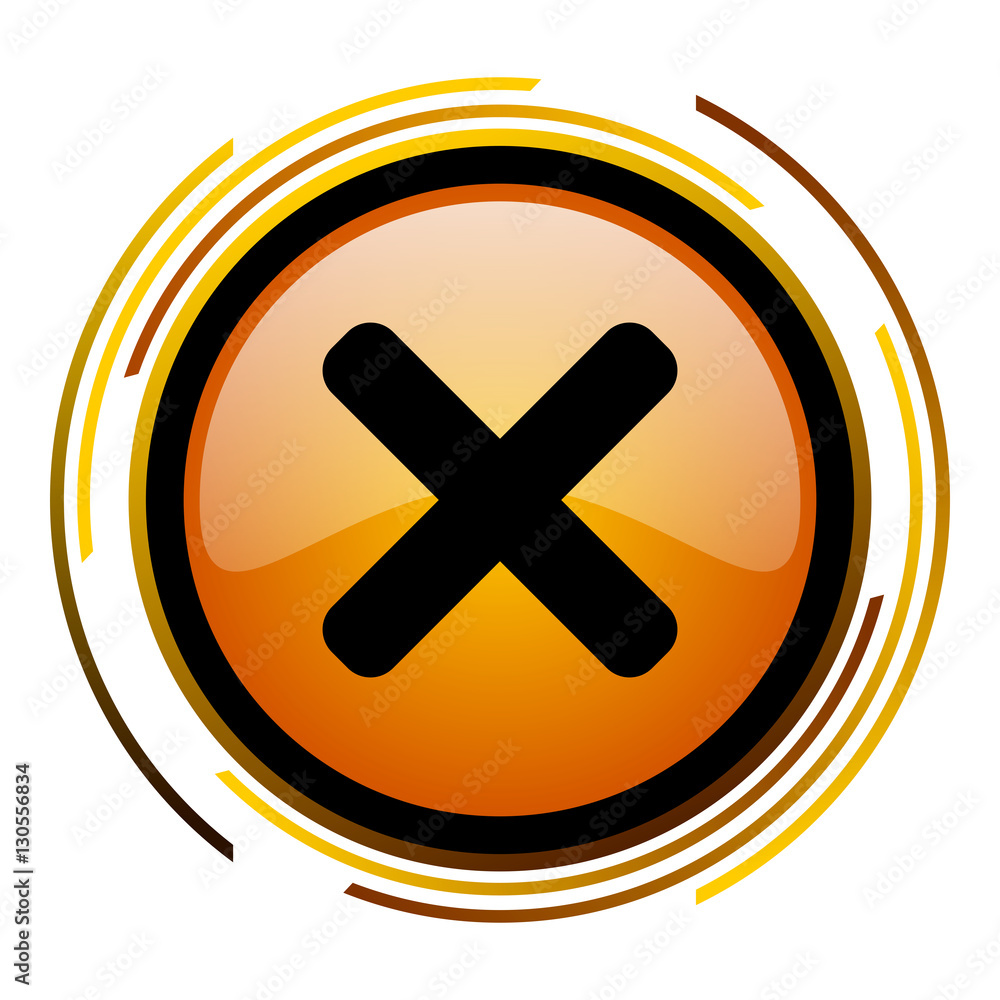 Obraz premium Cross orange glossy web vector icon.