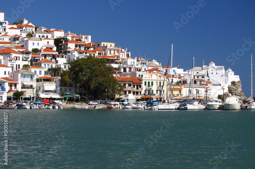 Skopelos town  Skopelos island  Sporades island  Greek island  Thessaly  Aegean Sea  Greece 
