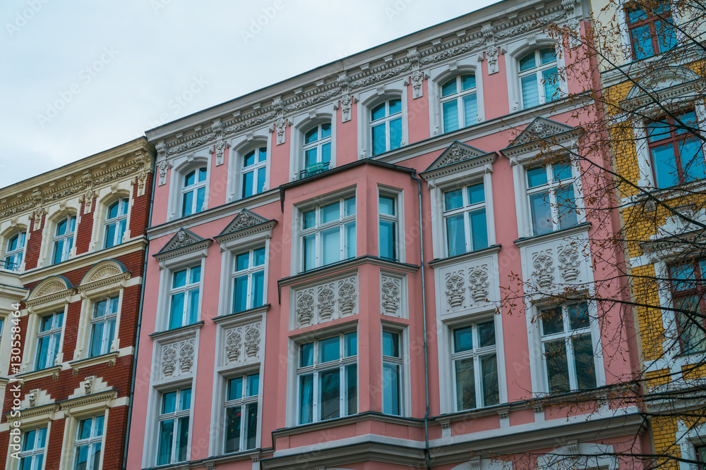 beautiful and colorful facades of luxury buildings