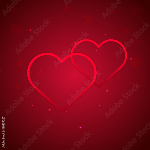 Happy Valentines Day. Heart on red background. Vector illustration.