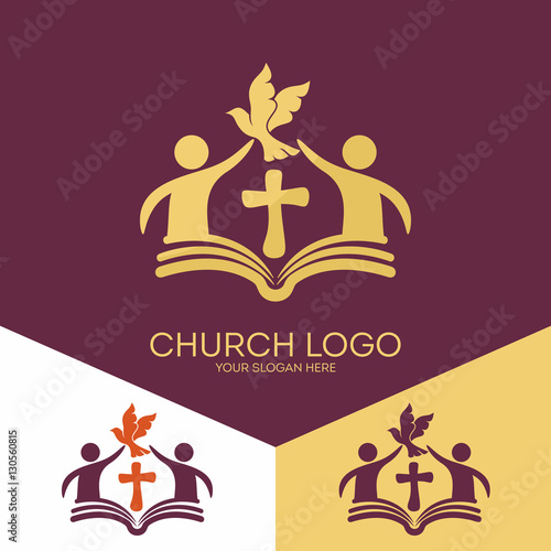 Church logo. Christian symbols. Church of God, faithful to the Lord Jesus Christ. Bible - the foundation of faith.