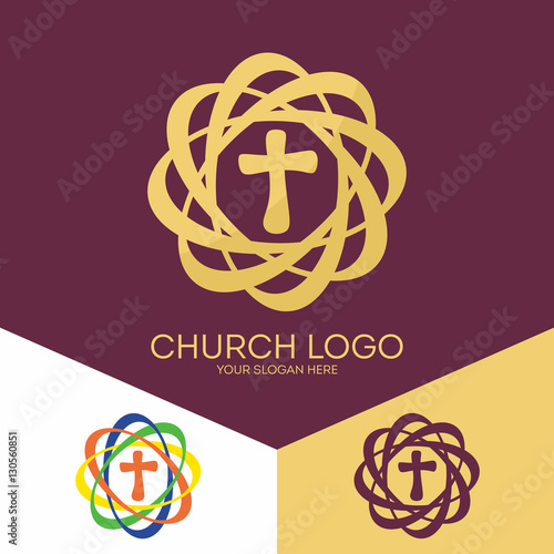 Church logo. Christian symbols. The cross of Jesus Christ.