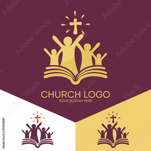 Church logo. Christian symbols. Church of God, faithful to the Lord Jesus Christ. Bible - the foundation of faith.