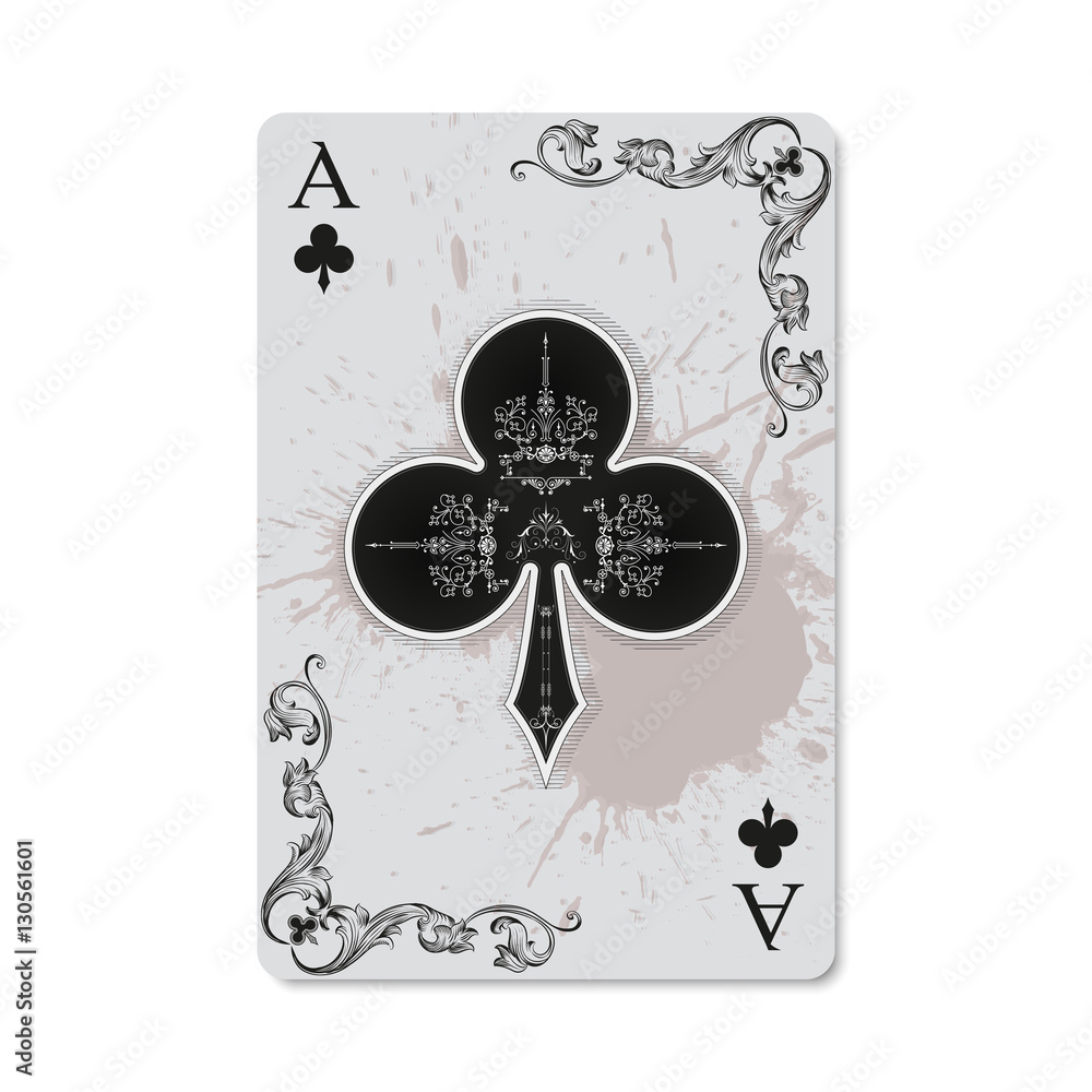 Ace of spades. Playing card grunge vintage style. Casino and Poker. Modern  art and antique background. Black and gold design with a pattern.  Generative AI. Stock Illustration