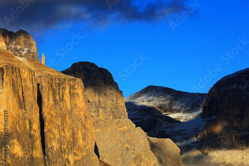 View of Sella gruppe or Gruppo di Sella, South Tirol, Dolomites mountains, Italy