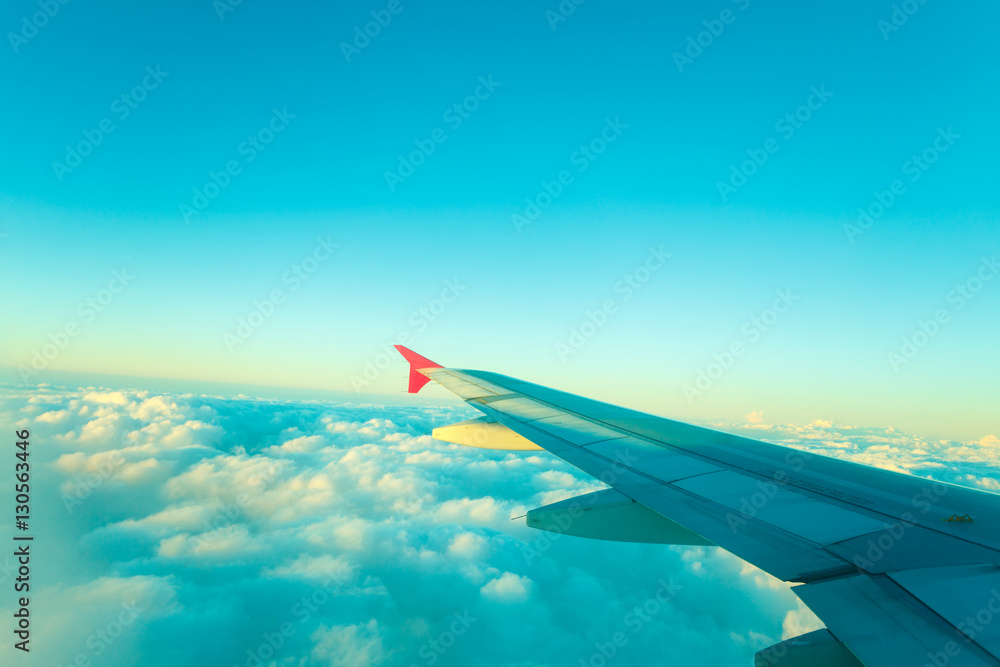 Obraz premium View from plane window, cloud sky
