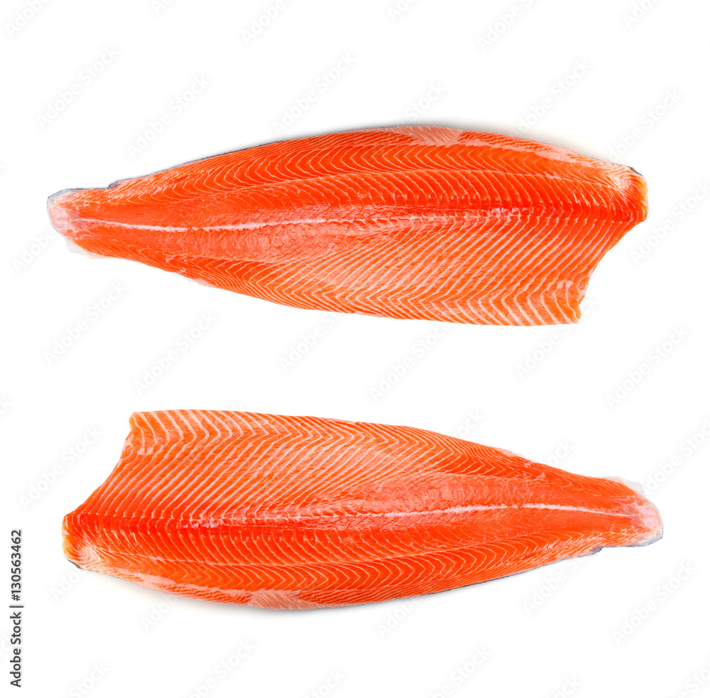 Fresh salmon fillet isolated on white background Fresh salmon fillet isolated on white background